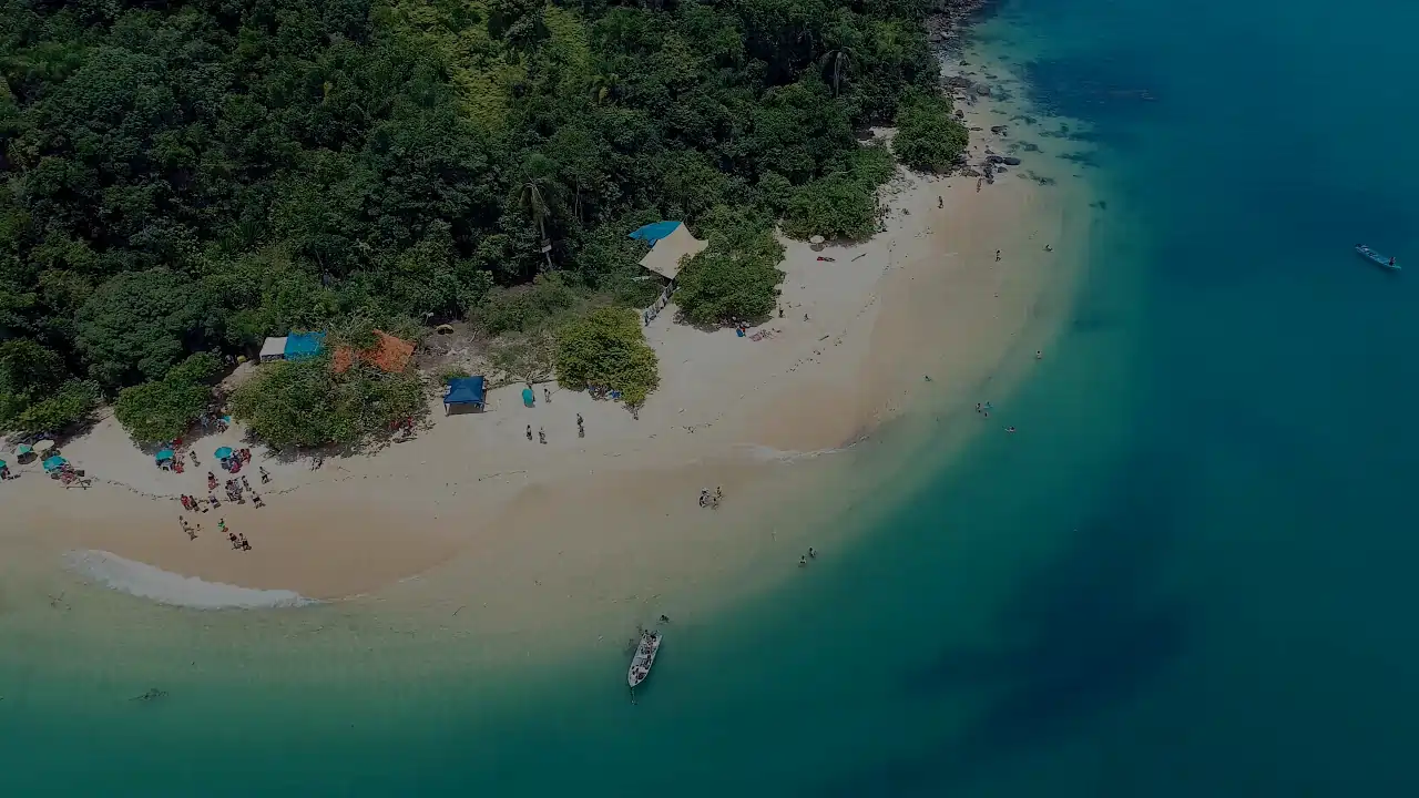 Turquoise sea and beach in Thailand from a bird's-eye view